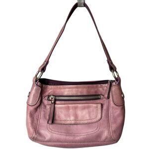 Fossil Shoulder Bag Purse Vintage Y2K Style Purple Leather Silver Hardware 11x8